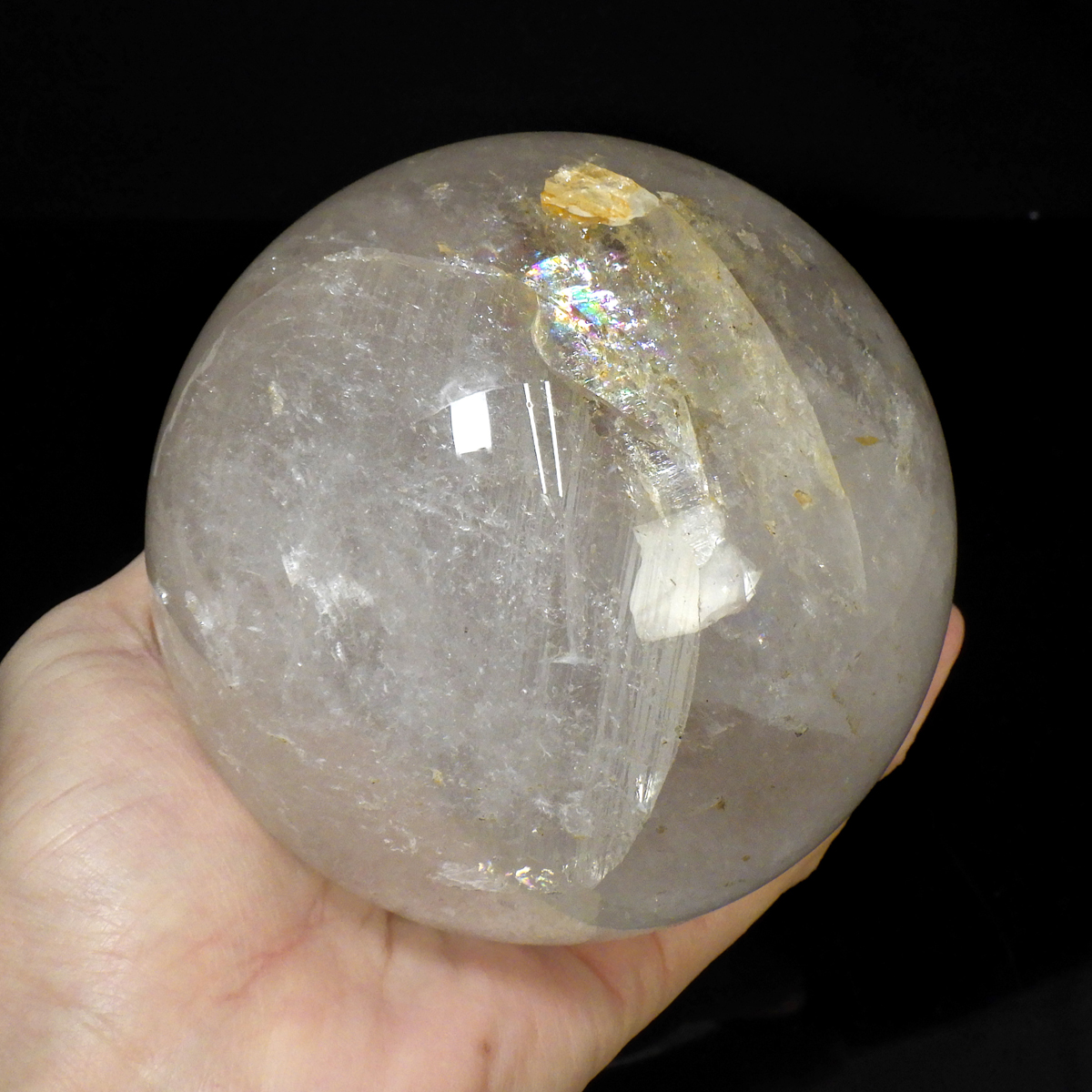 水晶球 直径100mm 丸玉 スフィア ブラジル産 木製台付き