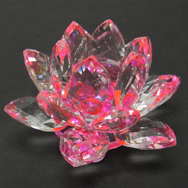 クリスタルガラス 蓮の花 ピンク